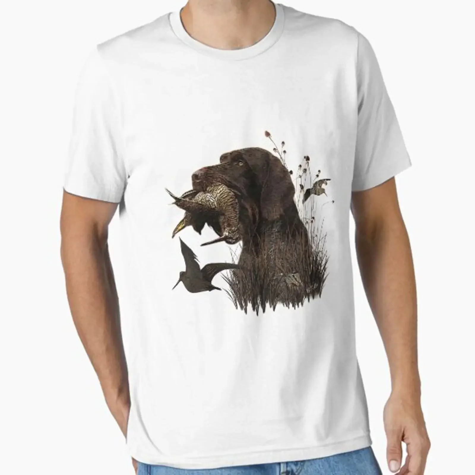Woodcock Hunting with German Wirehaired Pointer Essential T Shirt vintage Washed Unisex Soft Comfortable streetwear Stylish