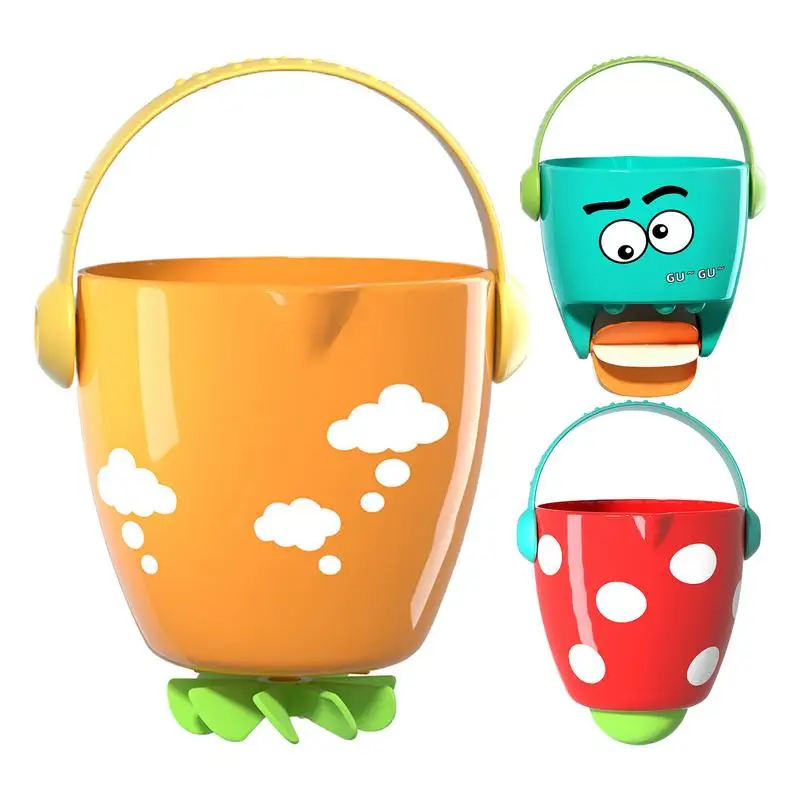 

Kids Bucket For Bath Anti-Slip Cartoon Shower Bucket Summer Funny Bathtub Toys Portable Shower Bucket With Handle For Beaches