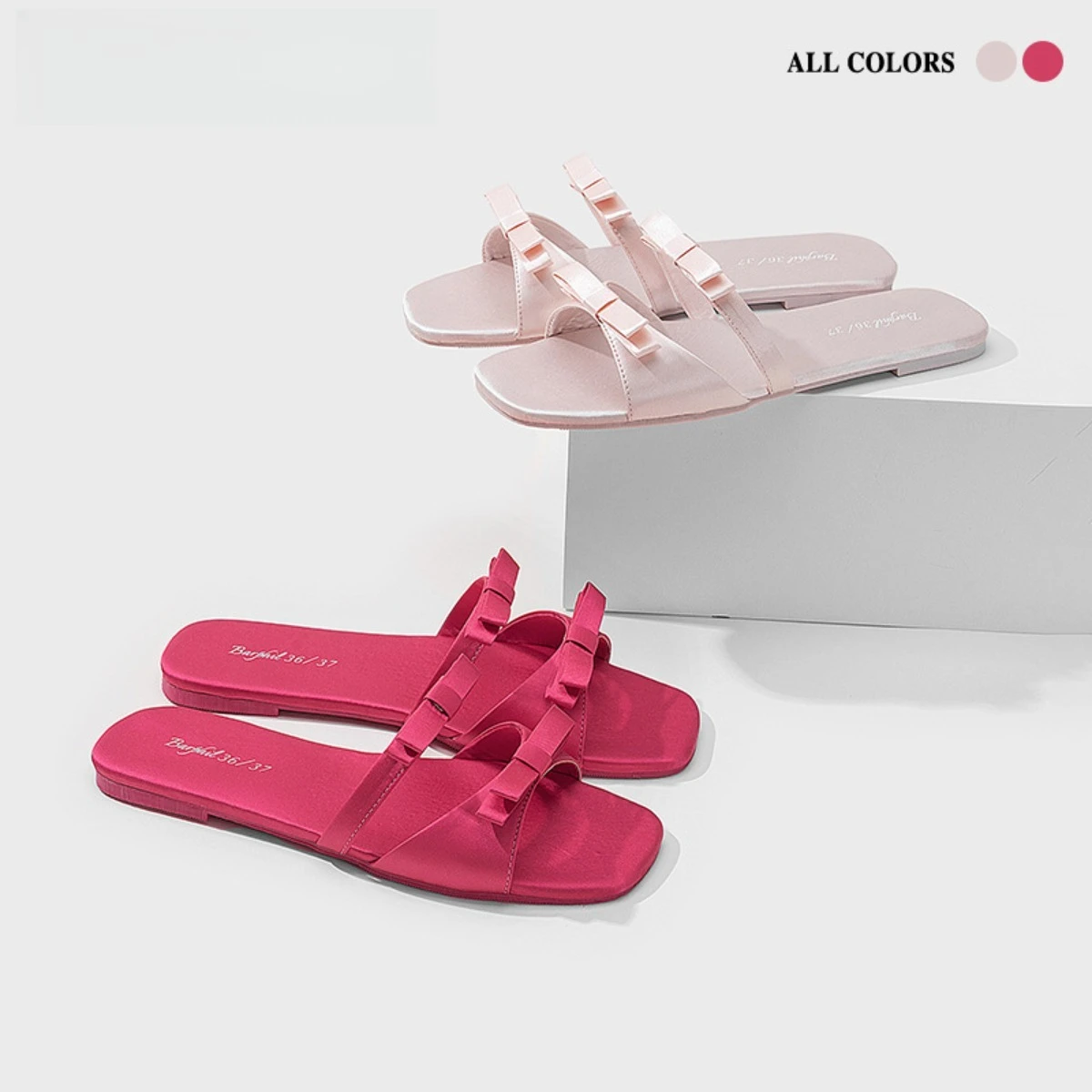 

35-40 Size French Temperament Sandals Women's Summer 2025 New Bow Fashion Outside with Sandals Indoor One-word Women's Slippers