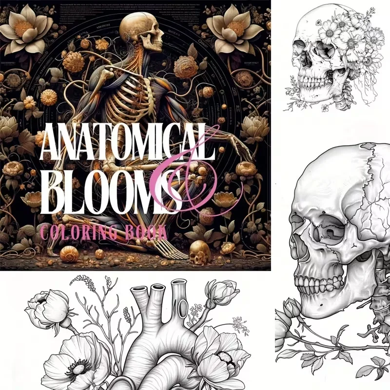 New Anatomy Flower Themed Coloring Book Thick Paper Graffiti Fill-in Drawing Art Notebook