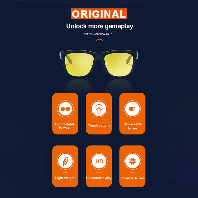 Lecoo C8 Lite Occhiali Auricolari Wireless Bluetooth 5.3 Cuffie Occhiali da sole leggeri Auricolari Cuffie da guida stereo HiFi