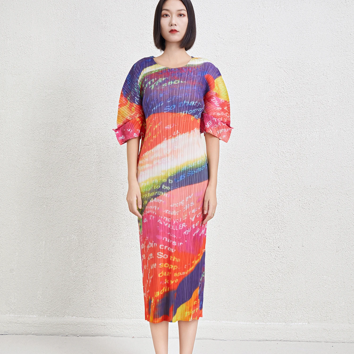 

2024 Miyake Latest Design Dress Fashion Dresses Women Casual Miyake Print Dress