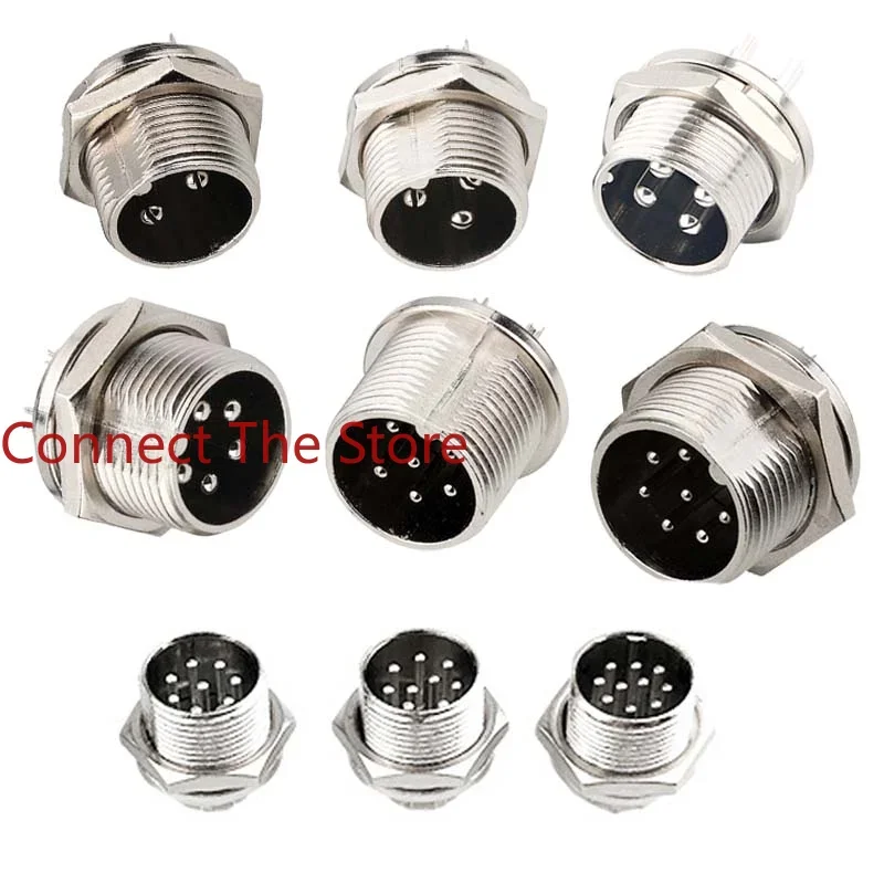 5PCS GX16-5 Core Through-wall Male Aviation Plug Connector