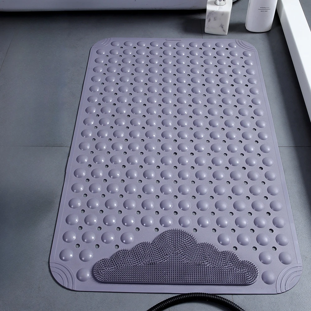 Anti-skid TPE Bath Mats Rectangle Soft Shower Bathroom Massage Mat Suction Cup Non-slip Bathtub Carpet Wash foot  Bath mat