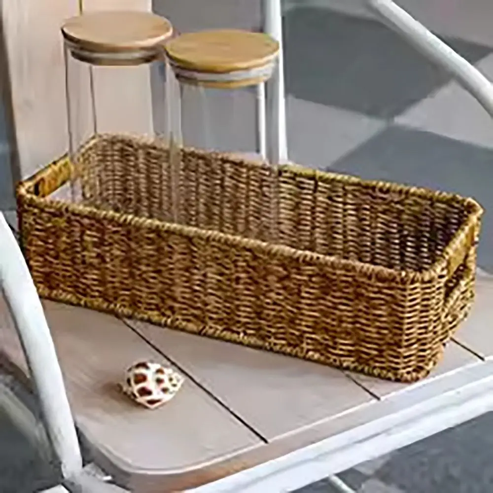 Multifunctional Sundry Storage Basket with Handle Rattan plait Snacks Cosmetic Storage Basket Drawer Storage Basket