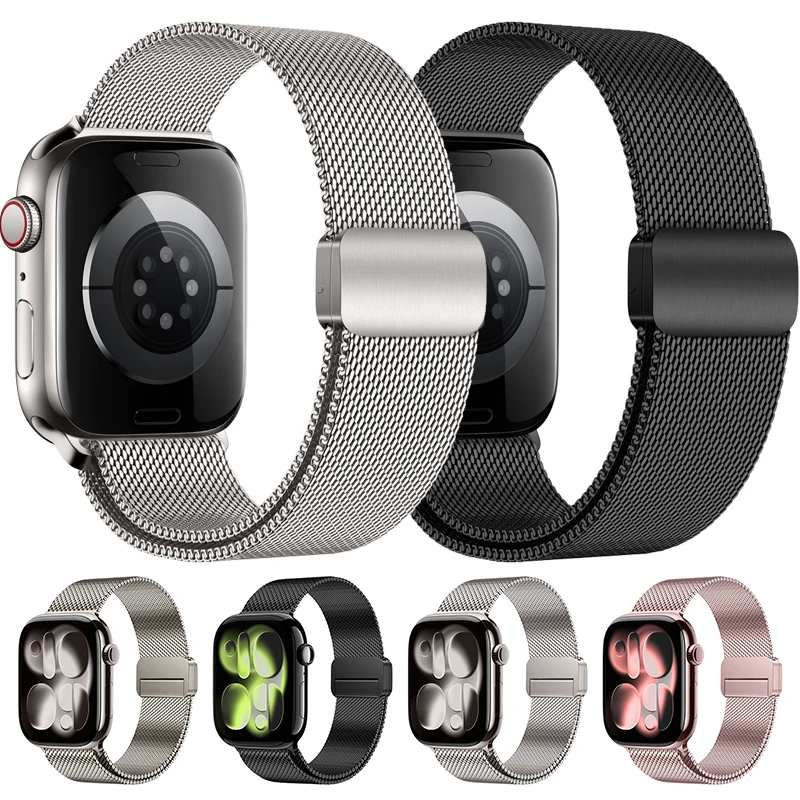 Titanium Magnetic Loop Strap For Apple Watch Band 40mm 44mm 45mm 41mm 42mm 46mm Bracelet iWatch Series 11 10 9 8 SE 3 Ultra 49mm