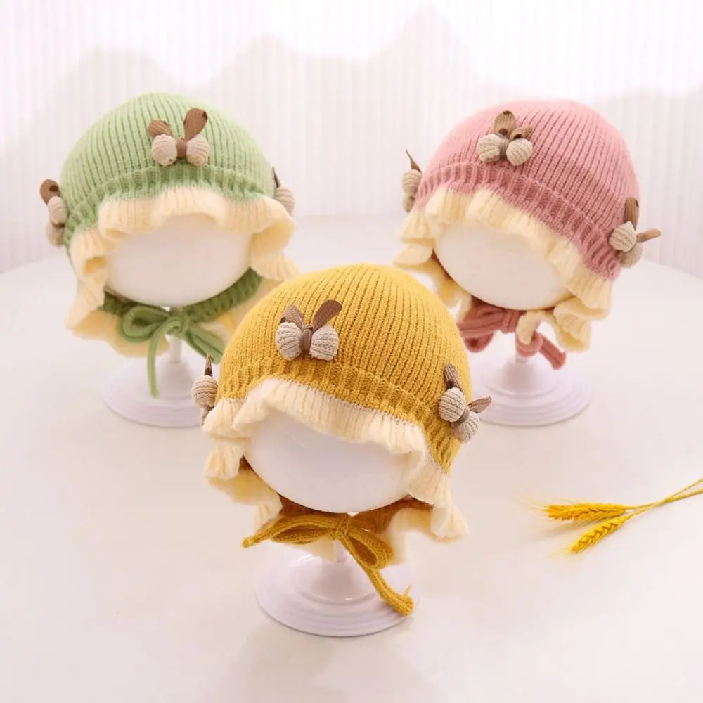 New Cute Warm Hats Bow Autumn Winter Pullover Hats Cold Proof Windproof Ear Protection Hats