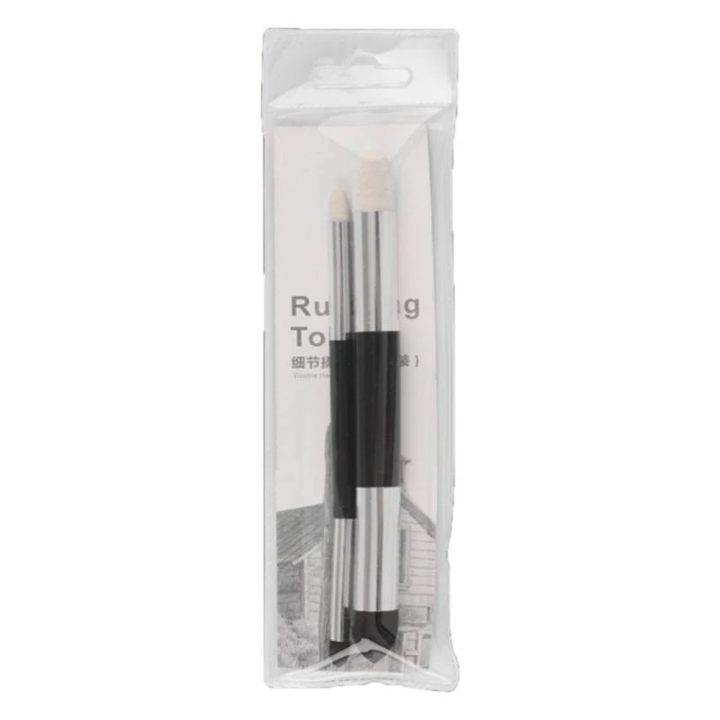  2Pcs Artist Blending Sponge Pen Double Tip Washable Sketch Rubbing Sponge Brush