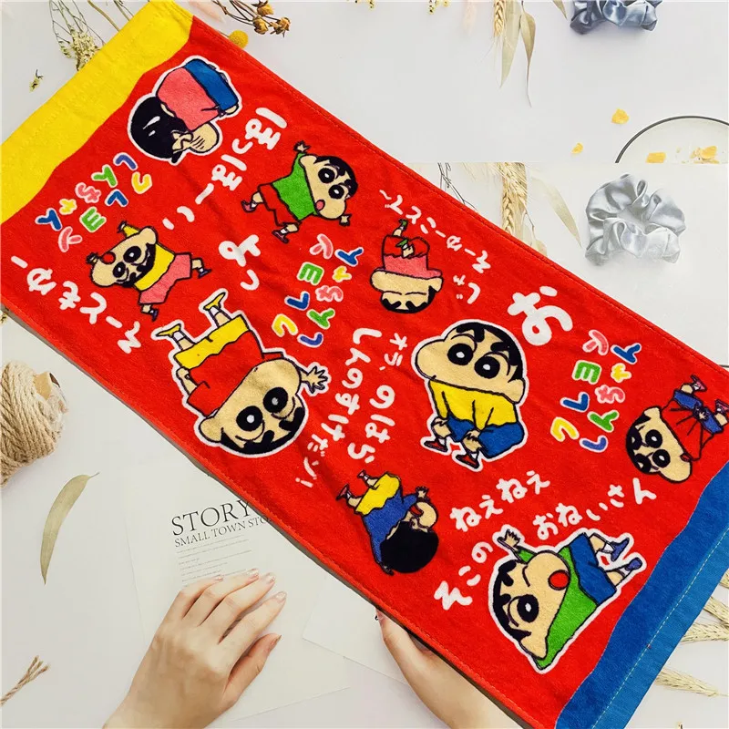 34x76cm Crayon Shin-chan Children Face Towel Anime Soft Water Absorbent Quick Drying Towel Cute Kids Outdoor Travel Sport Towel