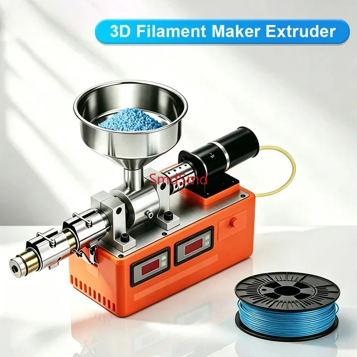 Lab Plastic Extruder, 400-600g/h 1.75&2.3mm Dual Temp Control for ABS PETG PLA Pellet Recycling 3D Printing Filament Maker