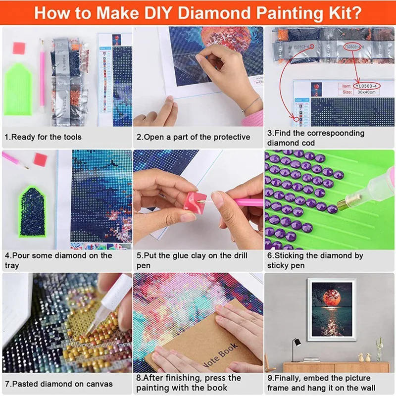 4 Pcs Diamond Painting Set, 5D Diamond Painting Pictures, Diamond Painting For Children And Adults, DIY Diamond Painting