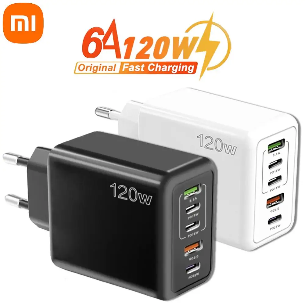 Xiaomi 120W USB C Charger Fast Charging Type C 3PD 2USB QC3.0 Mobile Phone Adapter For iPhone Samsung ipad tablet Huawei phone