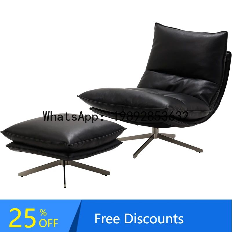 YFY Nordic Expression / Vintage Bauhaus Retro / Rotating Genuine Leather Stainless Steel / Croissant Single Sofa