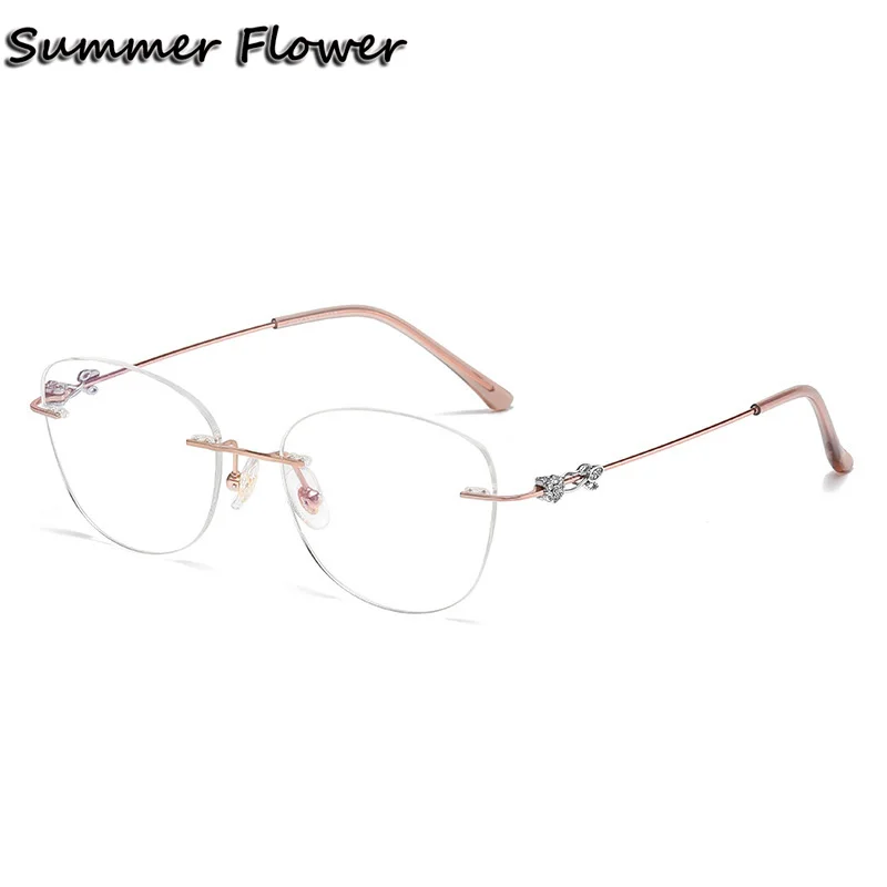 

Light Frameless Eyeglasses Women 2.0 Optical Myopia Prescription Designer Rimless Glasses for Lady