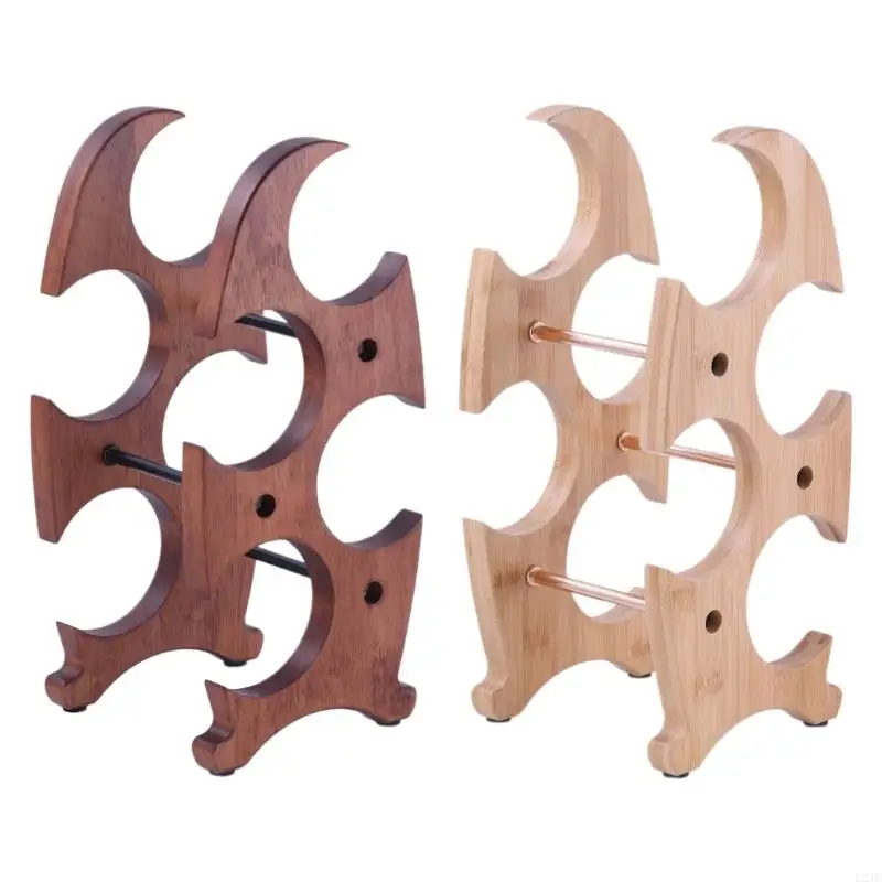 U2JC Solid Wood Wine Display Rack Effective Wood Countertop Wine Rack Delicate Wine Storage Holder for Home Pantries