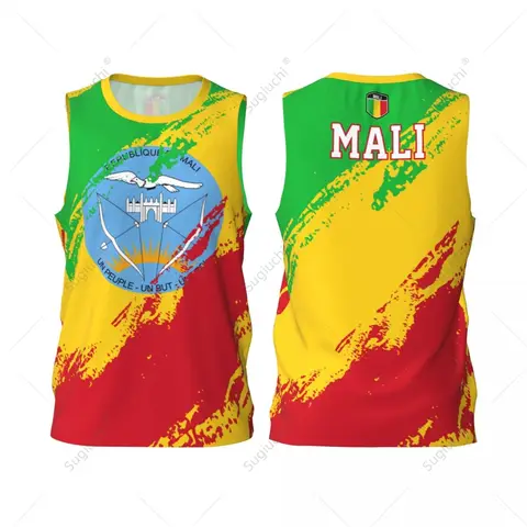 남성용 농구 스포츠 말리 국기 달리기 피트니스 다기능 저지, 민소매 셔츠, 맞춤형 이름, Nunber 독점