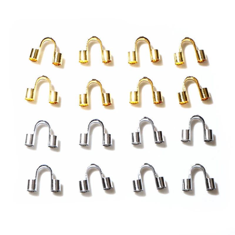 50pcs Stainless Steel Gold Color Wire Protectors Guard Guardian Protectors Loops U Shape Clasps Connector For Jewelry Making