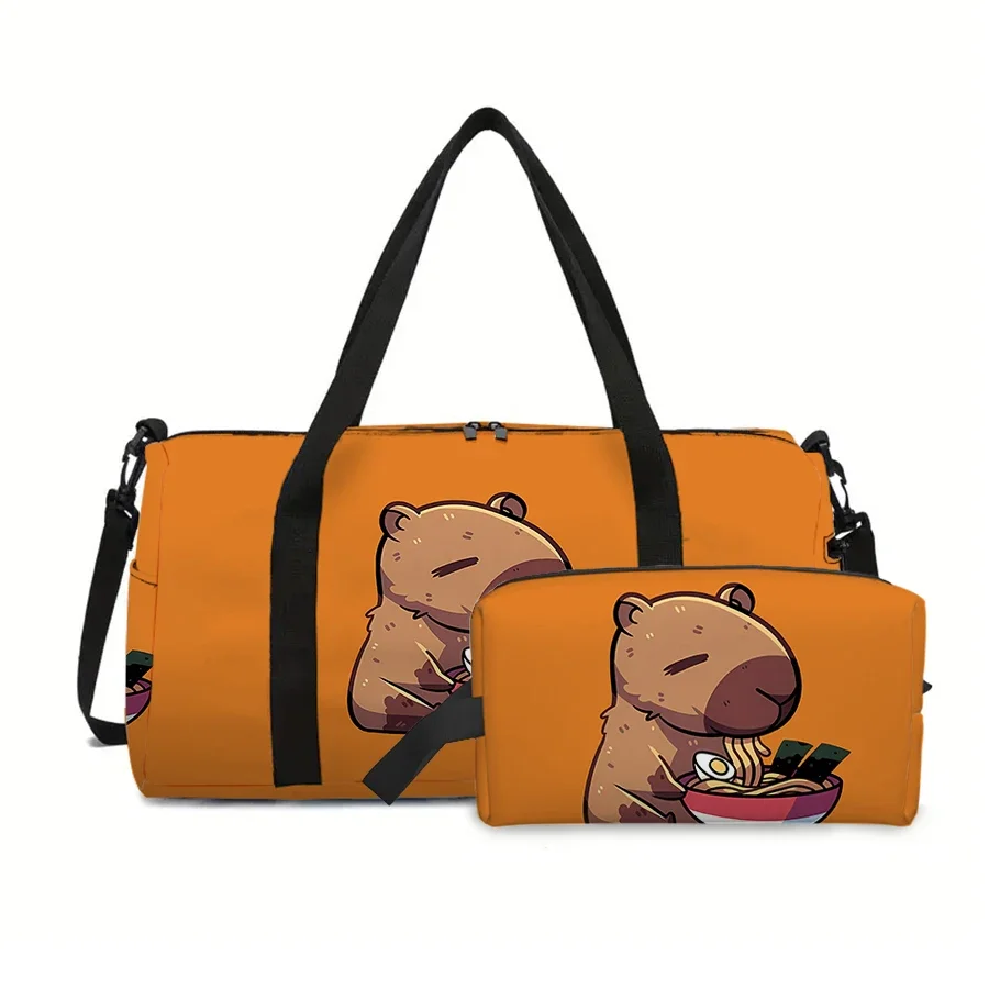 

Two Piece Kapibala Pattern Luggage Travel Bag,Cosmetic Bag For Boy/Girls Best Gifts 3D Cartoon Outdoor Fitness Bag For Children