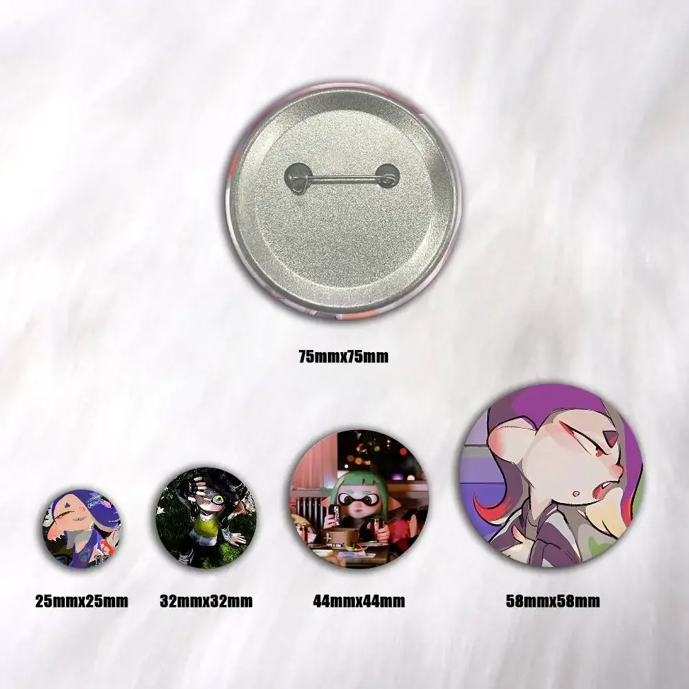 A-Peripheral Splatoon 3 75x75 25x25 Mm Cartoon Round Brooches On Backpack Shirt Accessories Jewelry Badge Gift For Friends