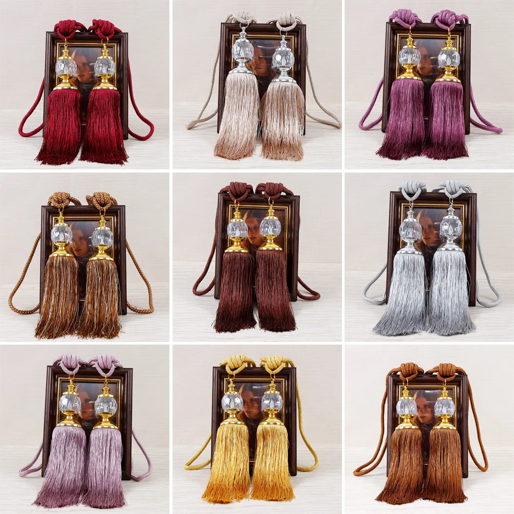 2pcs Luxury Curtain Tie Backs Tassels Hold Backs Rope Tassel Tiebacks Beaded Ball Decor Curtain Decoration