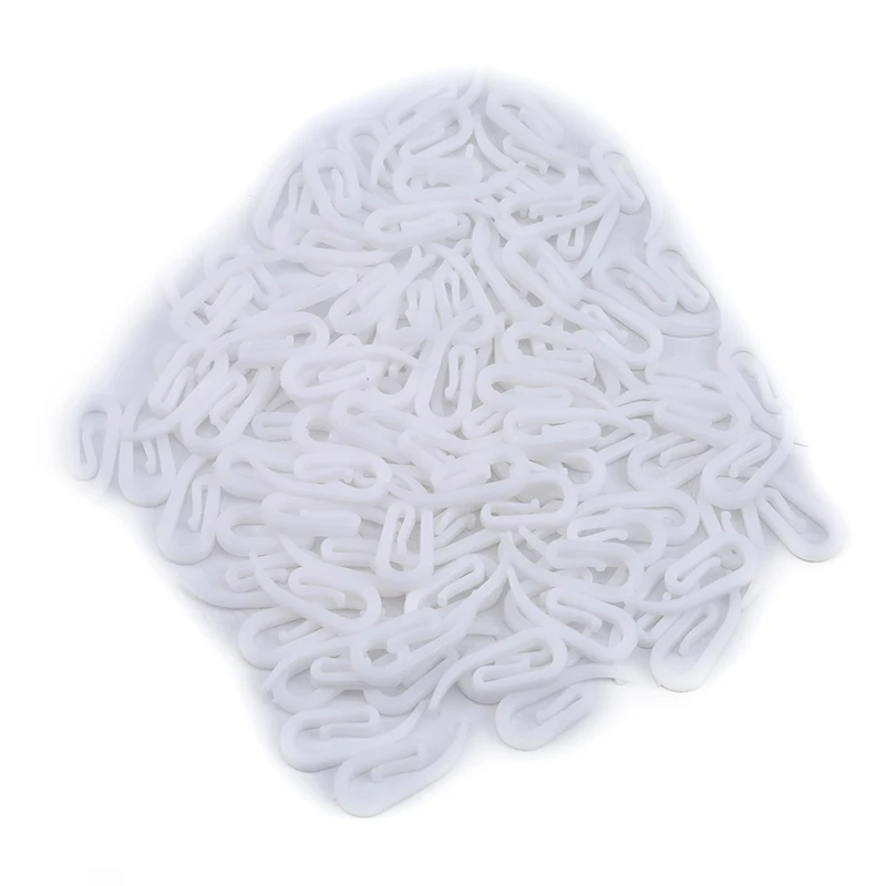 100/200pcs White Hanging Curtain Hooks Household Plastic Curtain Hooks Holder Window Hanger Curtain Poles Tracks Accessories