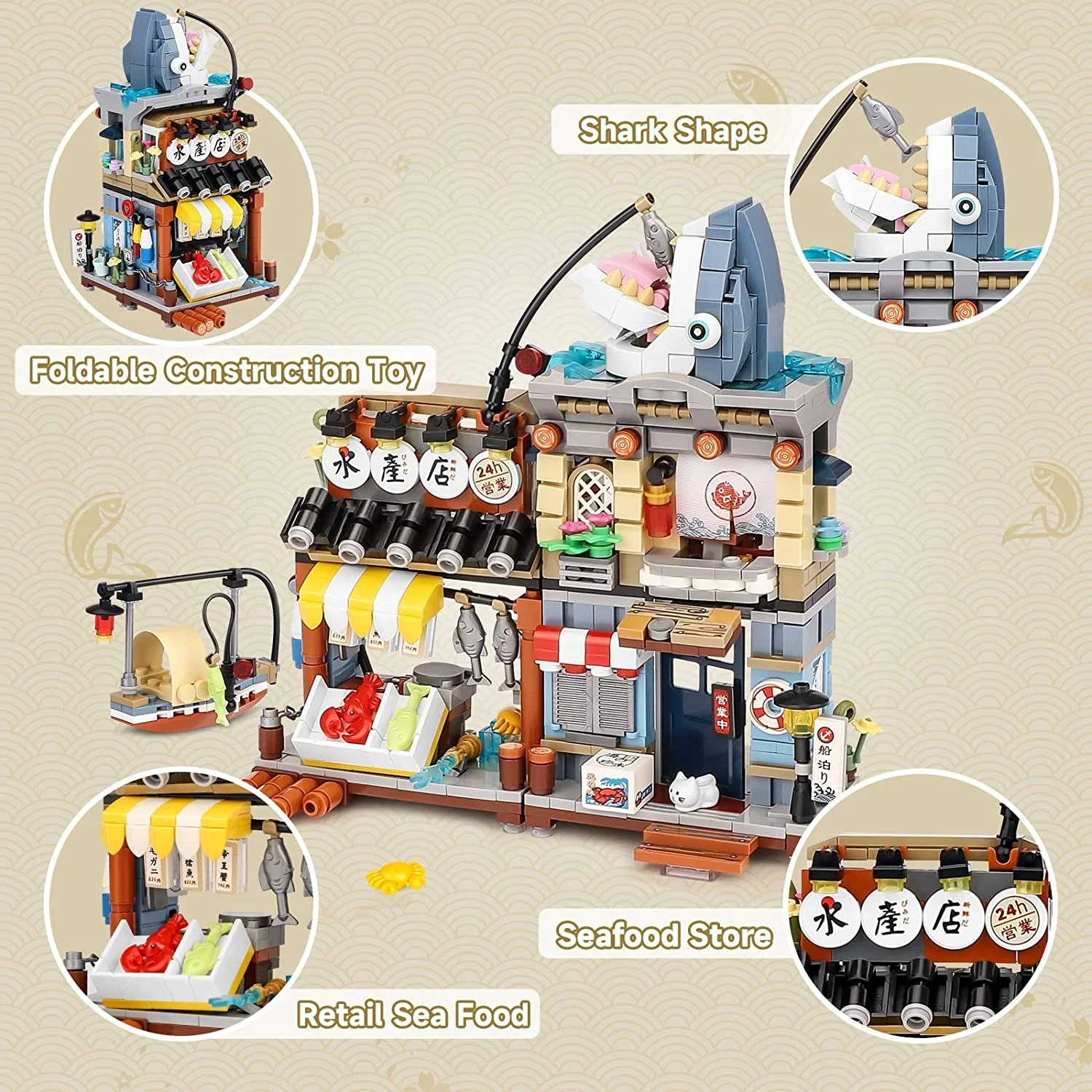 

Architecture Street Shop Izakaya Moc Building Blocks Store Japanese Street Scene Puzzle Gift Toy for Adults or Children