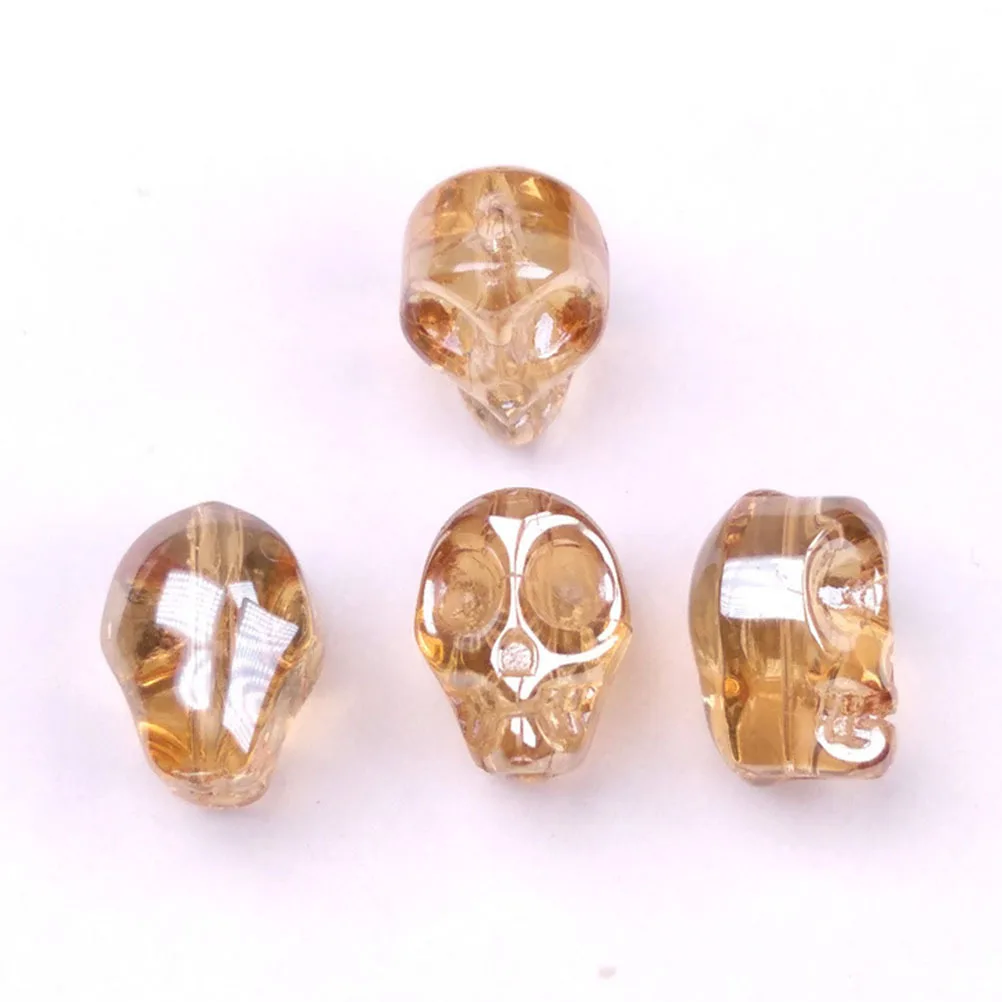 

50Pcs Crystal Glass Skull Shape Loose Beads DIY Jewelry Making Spacer Charms for Necklace Bracelet Skull Design Loose Beads