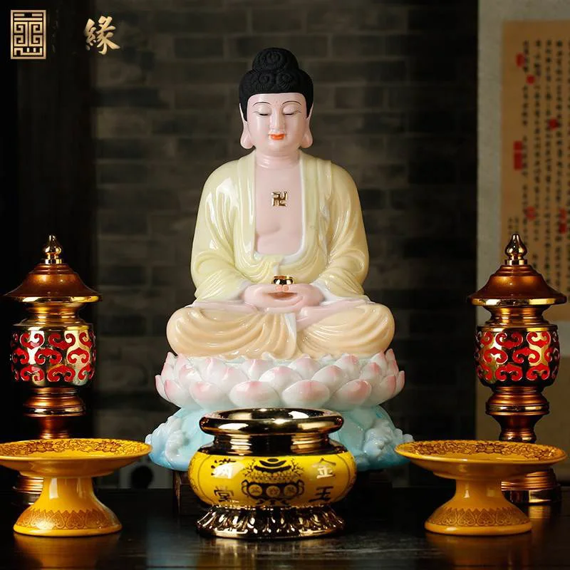 39CM LARGE -high-grade Home Hall TOP efficacious Talisman Mascot Sakyamuni Buddha GOOD CHINA jade Porcelain Buddhism statue