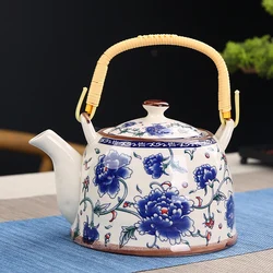 Japanese Hand-painted Ceramic Teapot Household Tea Making Single Pot White Porcelain Handmade Small Lifting Beam Pot Teaset