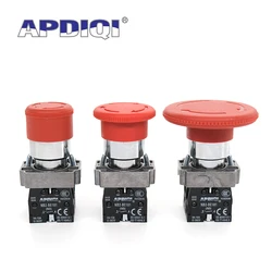 APDIQI 1Pcs XB2 BS542 Metal Emergency Stop Red Mushroom 30 40MM 60 Push Button Switch Self Lock NO NC Normally Open 22mm ZB2 10A