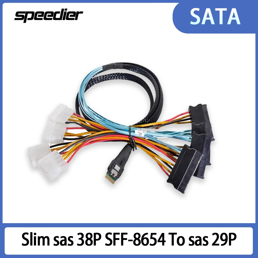 

NVME To TYPE - E Motherboard 20P PCI-E Slimline SAS 4.0 SFF-8654 8i To 8x SATA Cable 4x Mini SAS 29Pin SFF-8482 Server Array