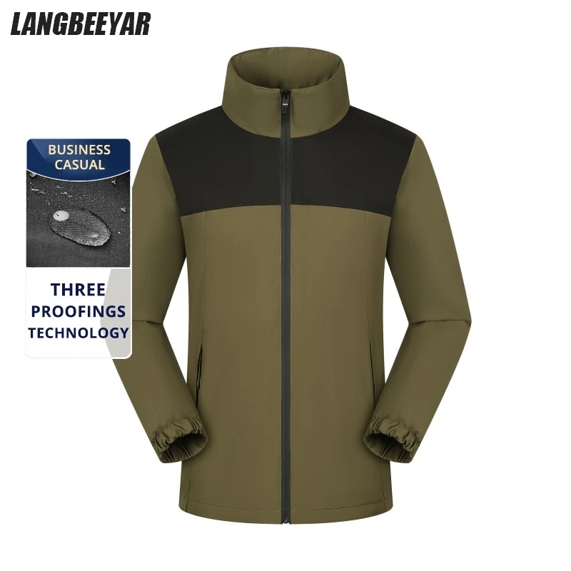 

Premium Nano Coating Super Soft Fleece-lined Men Sports Outdoor Jacket Stand Collar Windbreaker Casual Windproof Coats Outerwear