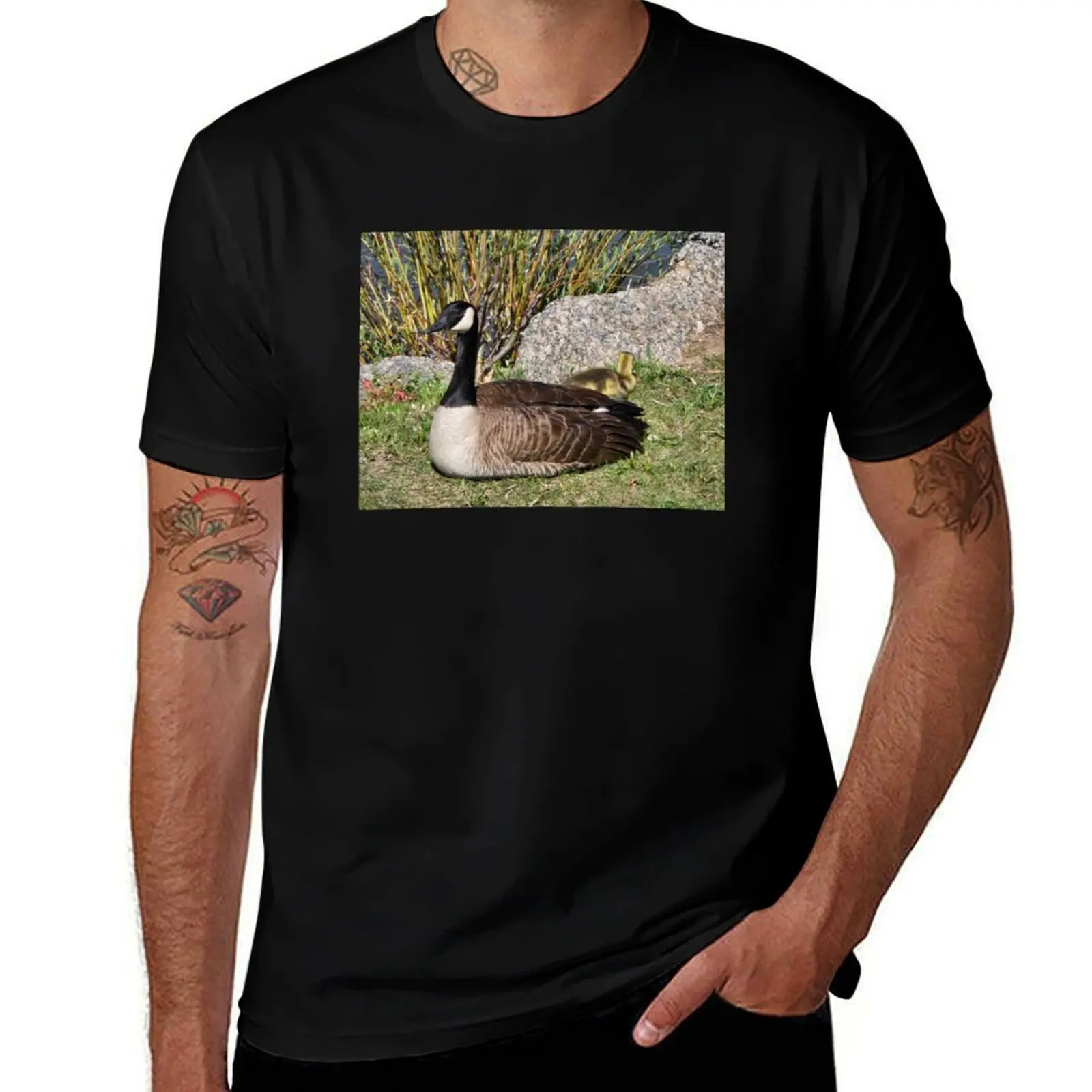 

Goose and gosling T-Shirt graphic tee shirt plus size clothes valentines boutique clothes graphic t shirts Men's t-shirt