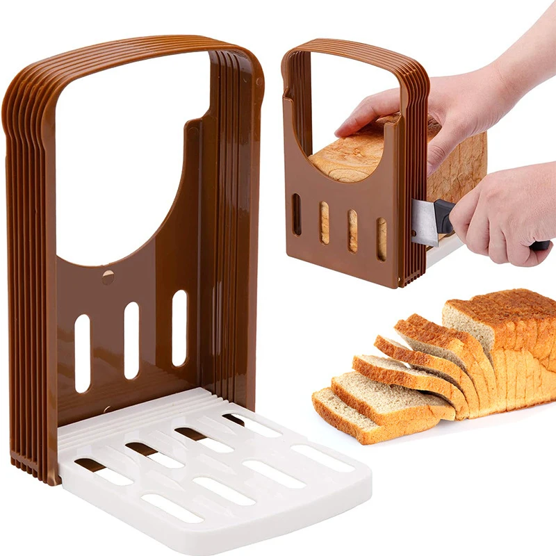 Adjustable Toast Bread Slicer Stand Foldable Loaf Cutter Rack Baking Tool Cutting Guide Plastic Slicing Tool Home Kitchen Gadget