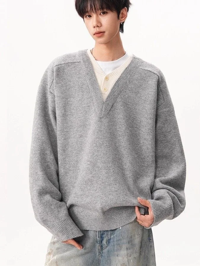 

Мужской вязаный свитер American Lazy Sle Long Sve: свободный, теплый, осенне-зимний, модный, повседневный, универсальный, пуловер