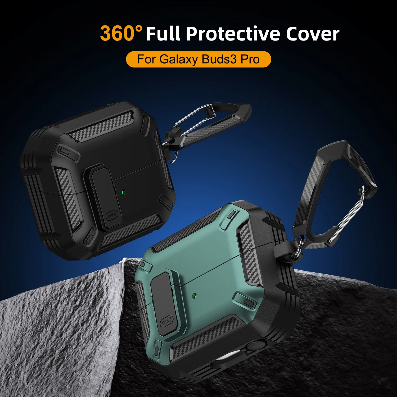 Voor Samsung Buds 3 Pro Case 2024 Nieuwe Koolstofvezel Cover Secure Lock Beschermhoes met Reinigingsset Voor Samsung Galaxy Buds 3