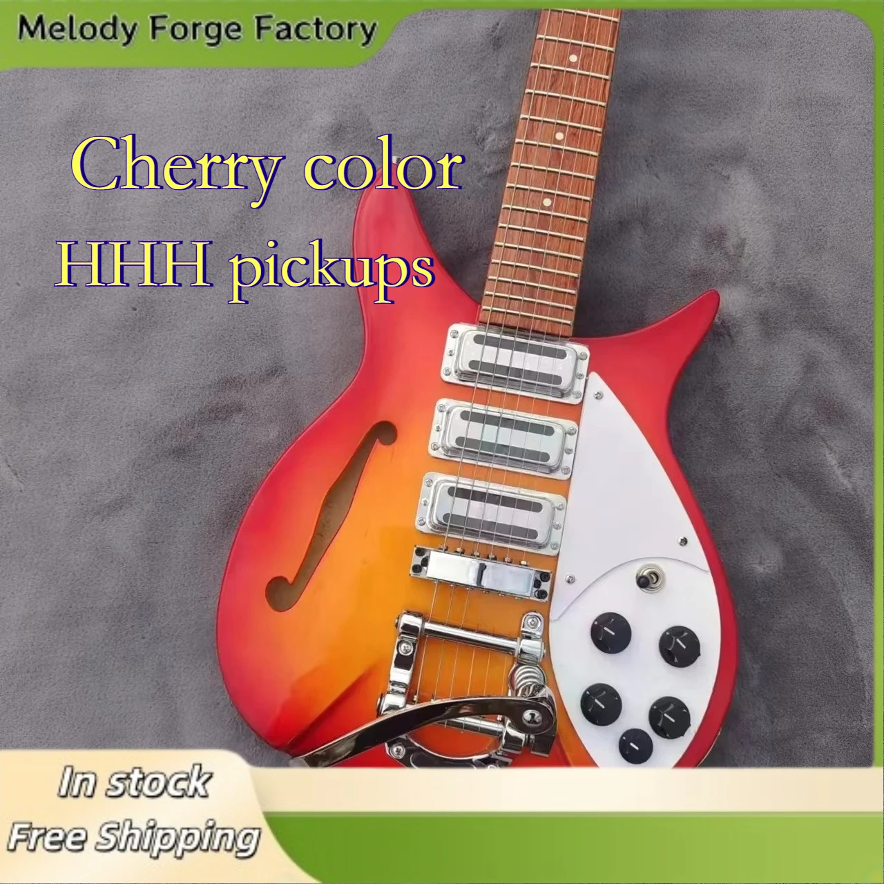 Cherry Red 325 Electric Guitar Bigsby System Rosewood Semi Hollow F Holes The Low Frequency Is Rich