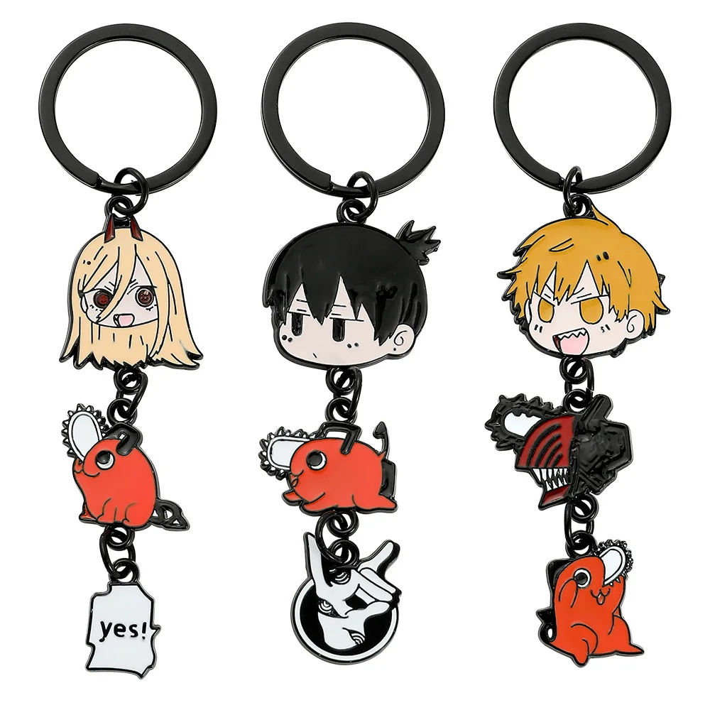 Hot Manga Anime Chainsaw Man Keychain Cosplay Kawaii Figures Pochita Power Angel Metal chain Pendant Charm Key Chain Llaveros