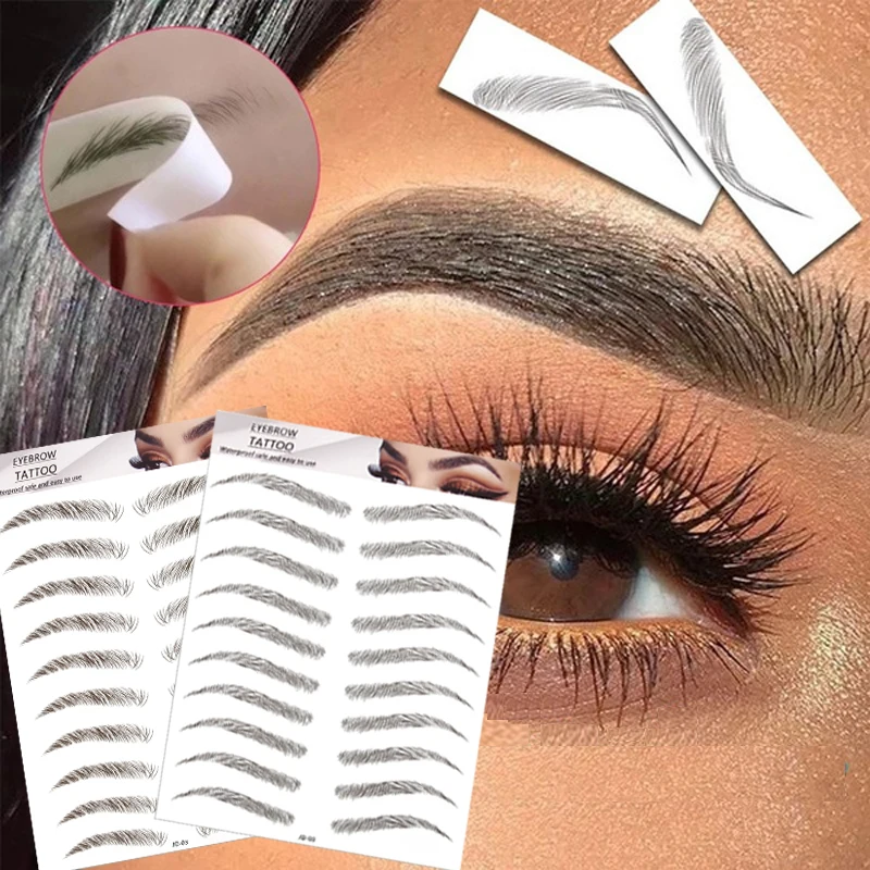 4D Eyebrow Tattoo Stickers Natural False Eyebrows Long Lasting Waterproof Makeup Eye Brow Stickers Women Eyebrow Makeup Tools