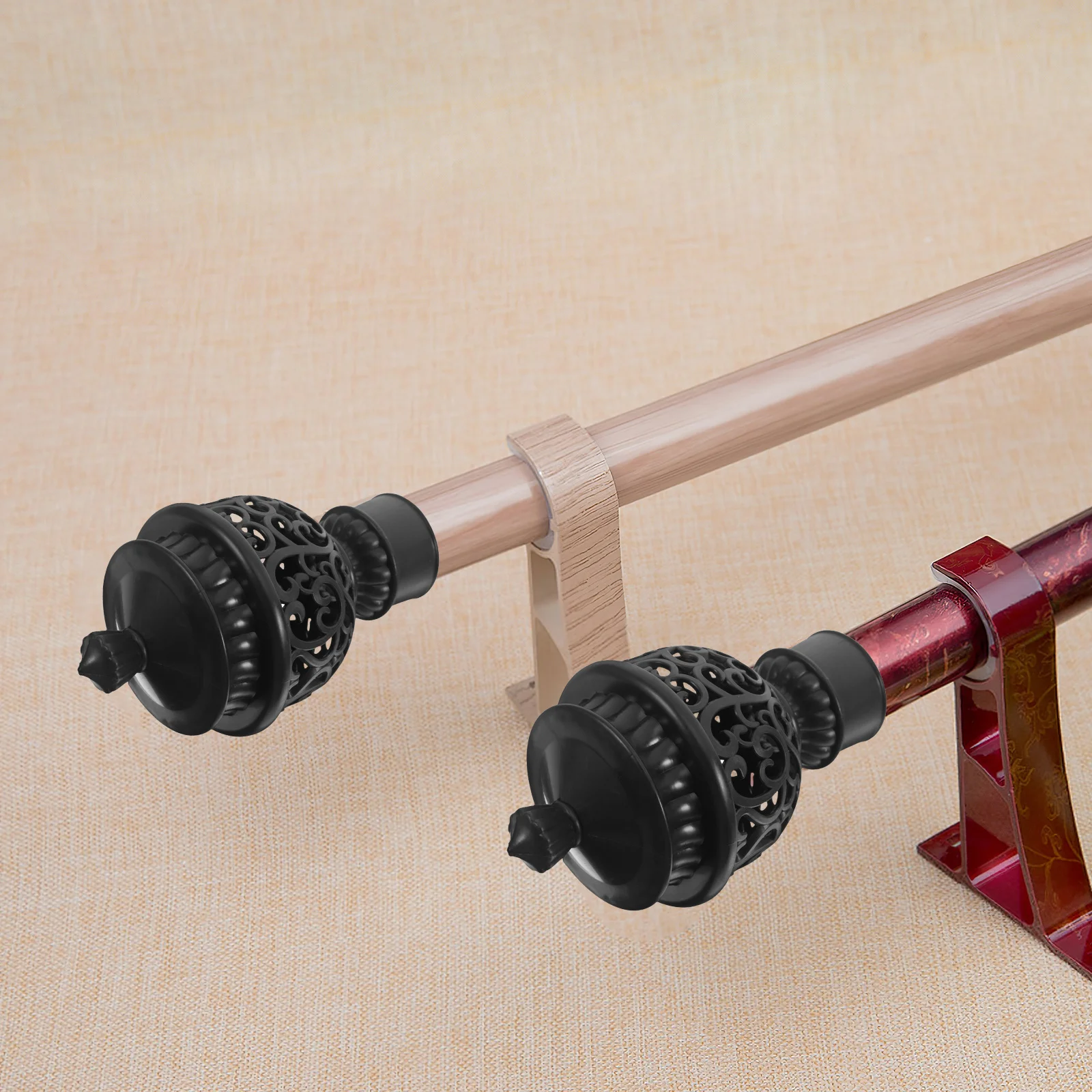 

12Pcs Window Curtain Rod End Caps Silver Hollow Plastic Decorative Finials Roman Drapery Pole Replacement Head Caps for Home