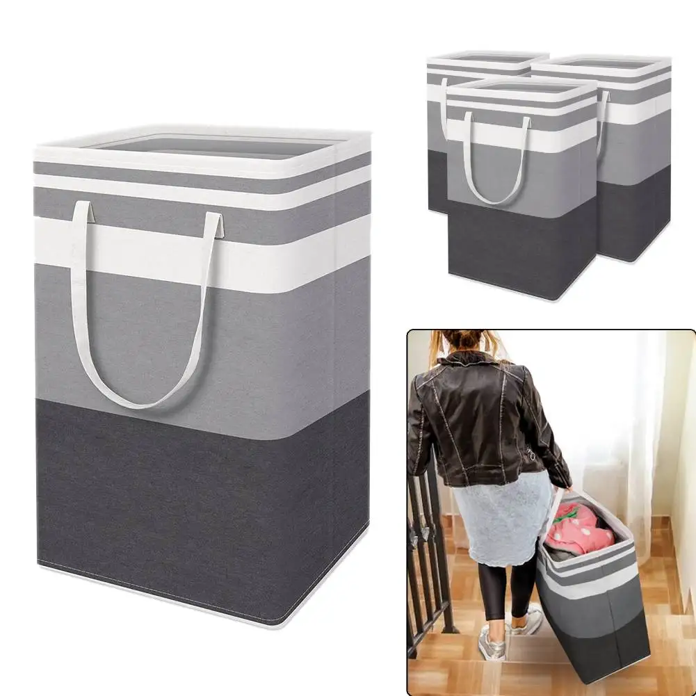 

Foldable Clothes Organizer Basket Large Capacity Fabric Clothes Storage Bucket Waterproof with Handle for Bathroom Baby Room