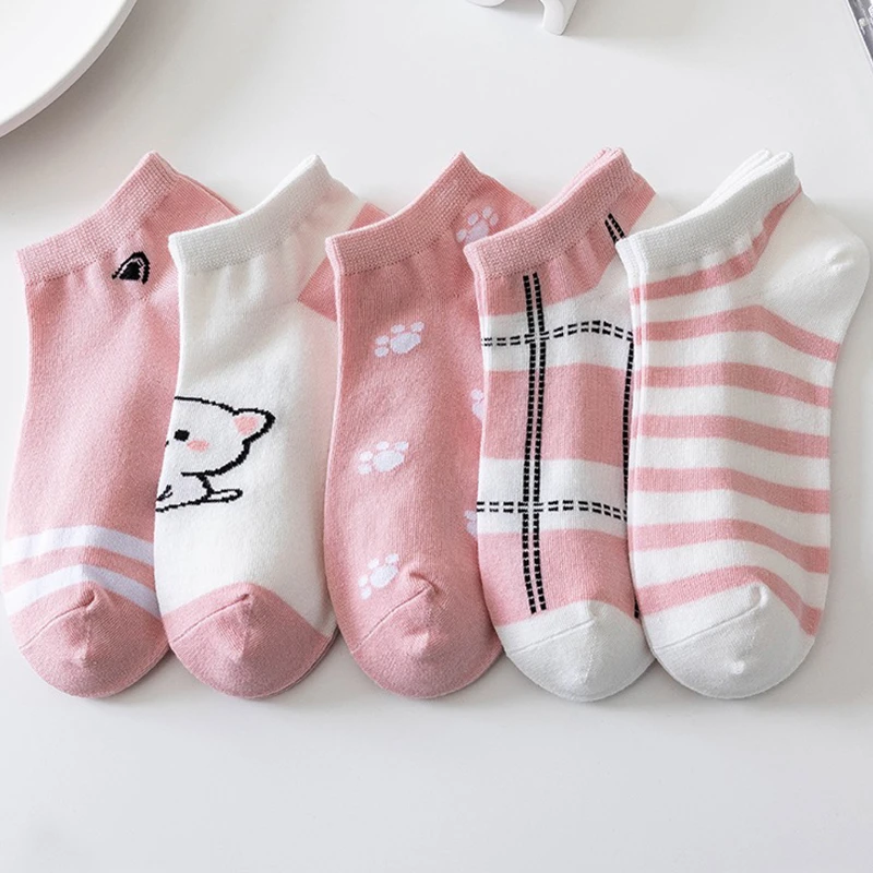 Chaussettes invisibles à bouche peu profonde pour femmes, printemps et été, 5 paires