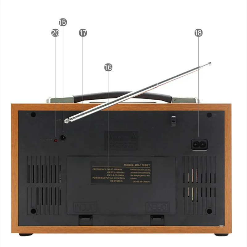 Imagem -03 - Alto-falante Bluetooth Retro de Madeira Rádio Portátil Recarregável Band am fm sw com bt Usb tf Antena de Extensão Aux Bluetooth Speake