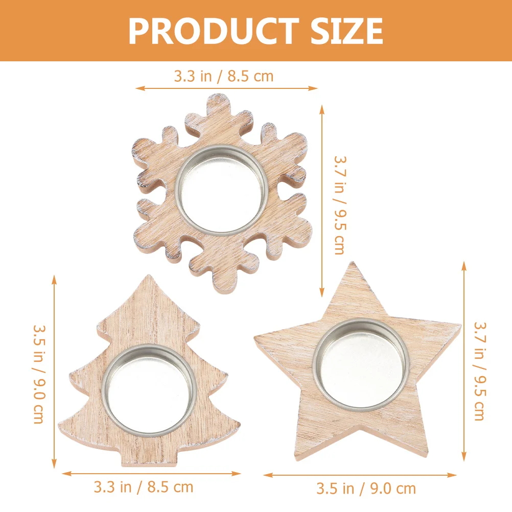 

6Pcs Wooden Holder Unique Shape Design Romantic Lighting Decor for Christmas Festival Evening Gathering Setup