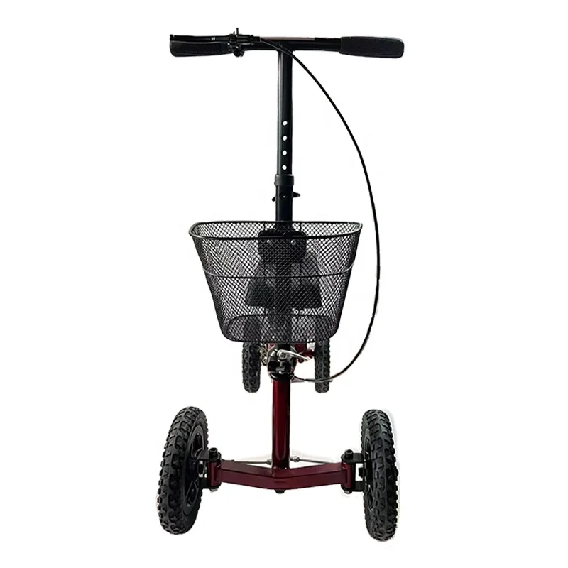 

Outdoor Tie-rod System Drum Brake Adjustable All Terrain Medical Knee Walker Scooter with Basket for Elderly and Disabled