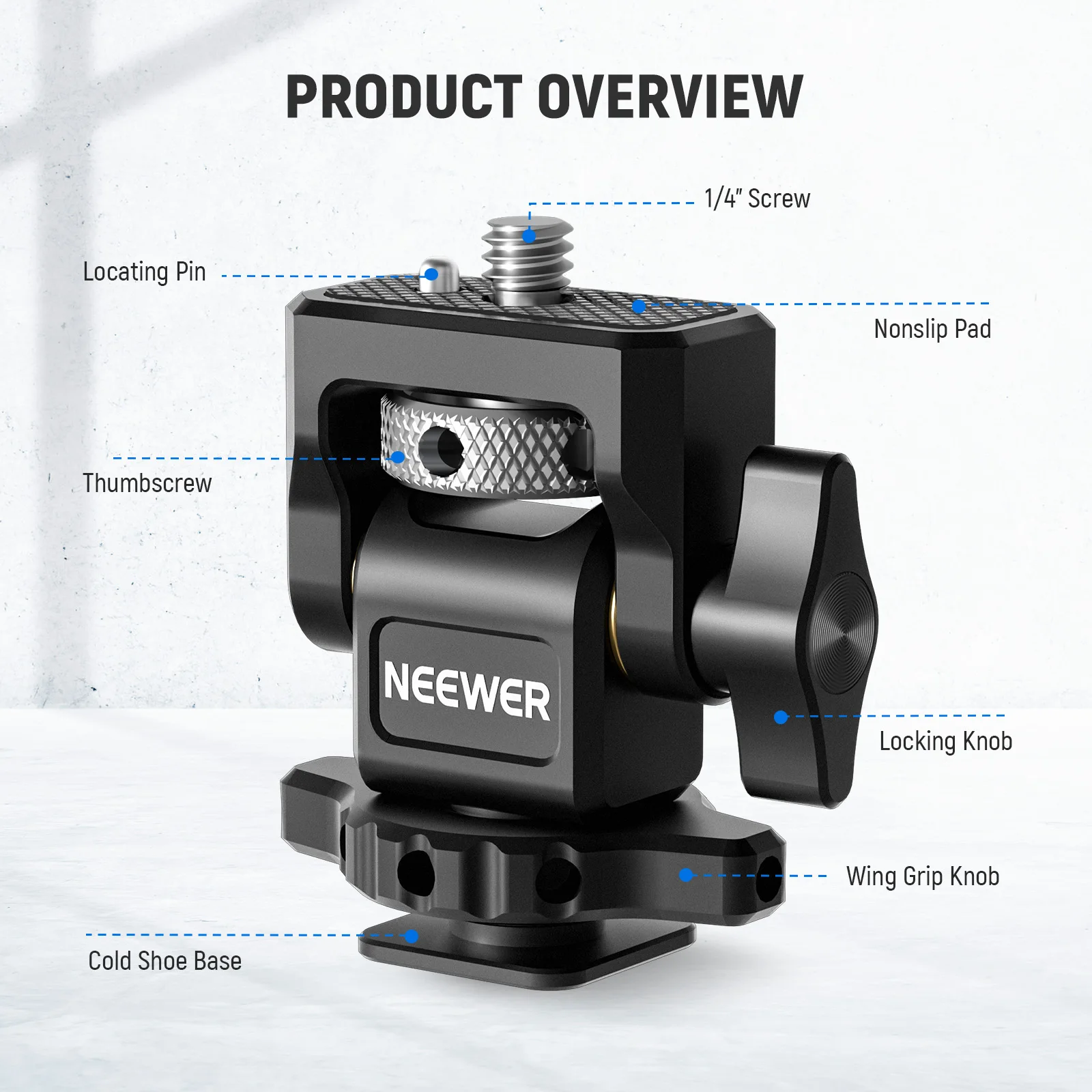 NEEWER Telescope Finderscope Mount Adapter All Metal with Cold Shoe & 1/4\