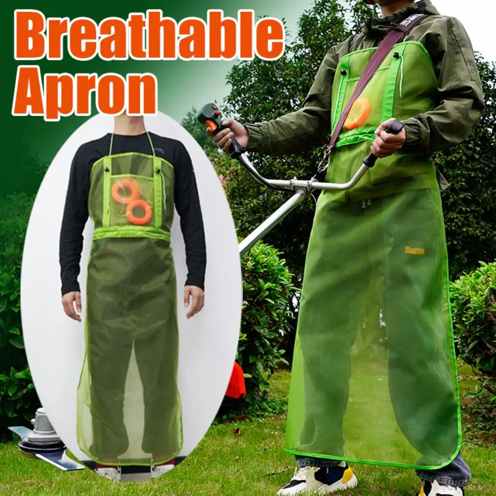 Mesh Lawn Mower Apron Breathable with Pocket Garden Work Apron Adjustable Solid Color Weeding Apron For Trimming Landscaping