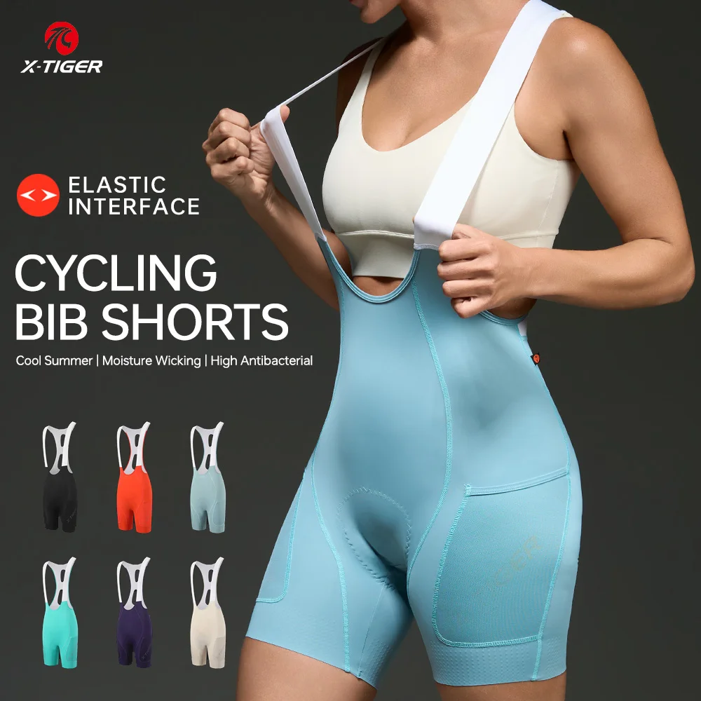 

X-TIGER Women Cycling Bib Shorts 2026 Summer Breathable Cycling Tights ELASTIC-INTERFACE Cushion Light Cloud Series 6 Colors