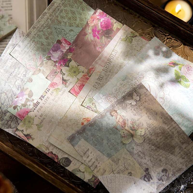 50Pcs Paper Book Flowers Fresh Scrapbook Background 100MM Material Gift Account Wrapping Collage Note Hand Garden