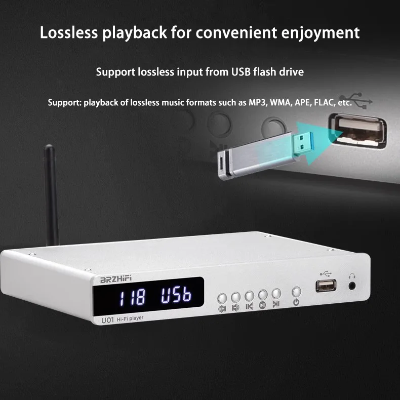 BRZHIFI U01 9038 Decoding Home Audio U Disk Digital Turntablemini Hifi Combo Dvd Player/optical/BT/mobile Phone APP Player